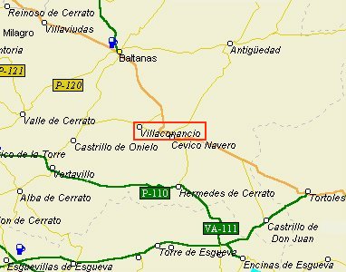 Mapa de localizacin de Villaconancio en la zona
